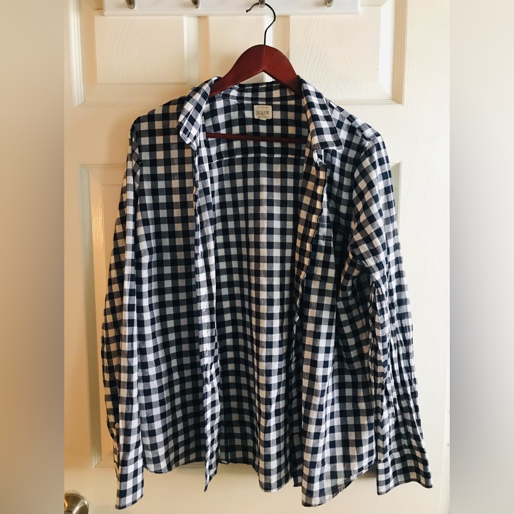 J. Crew Collared Checkered Shirt with buttons